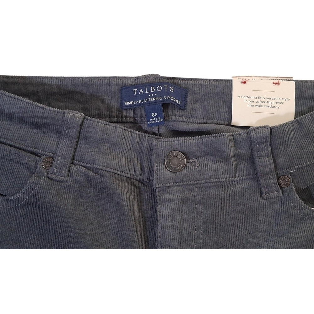 Talbots Jeans Women's 6P Gray Corduroy Simply Flatering Straight‎ Leg - Picture 3 of 6